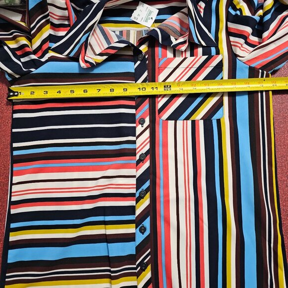 Mishca Multicolor Striped Button Up Shirt S Artsy Rainbow Geometric Relaxed‎ Fit - Picture 7 of 8